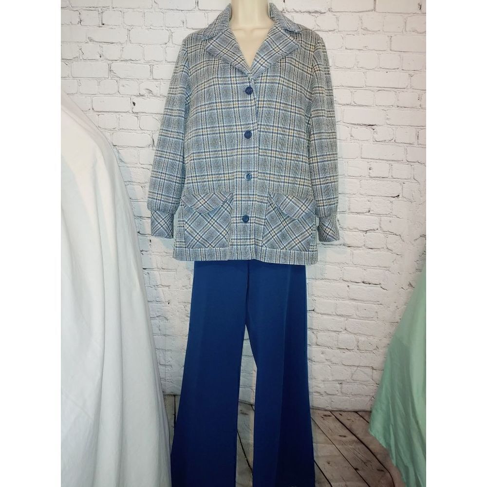 Catalina Sportswear VINTAGE Women's Size 14 Blue/White 2pc Pants Set.